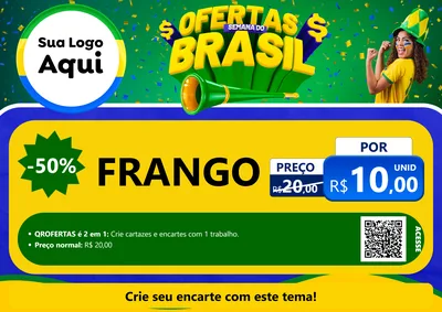 Modelo de Cartaz para Cartaz A4 Horizontal com o tema Ofertas Semana do Brasil para Assados