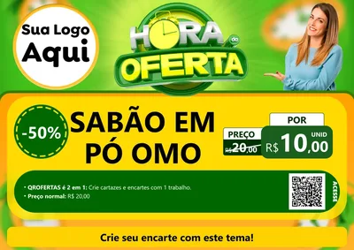 Modelo de Cartaz para Cartaz A4 Horizontal com o tema Hora da Oferta para Produtos de Limpeza