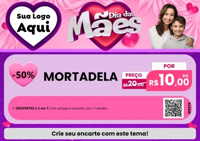 Modelo de Cartaz para Cartaz A4 Horizontal com o tema Dia das Mães para Frios e Laticínios