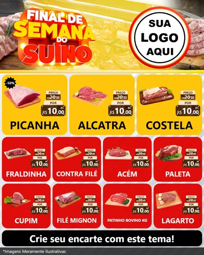 Modelo de Rede Social para Feed Instagram com o tema Final de Semana do Suíno para Açougue