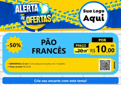 Modelo de Cartaz para Cartaz A4 Horizontal com o tema Alerta de Ofertas para Padaria