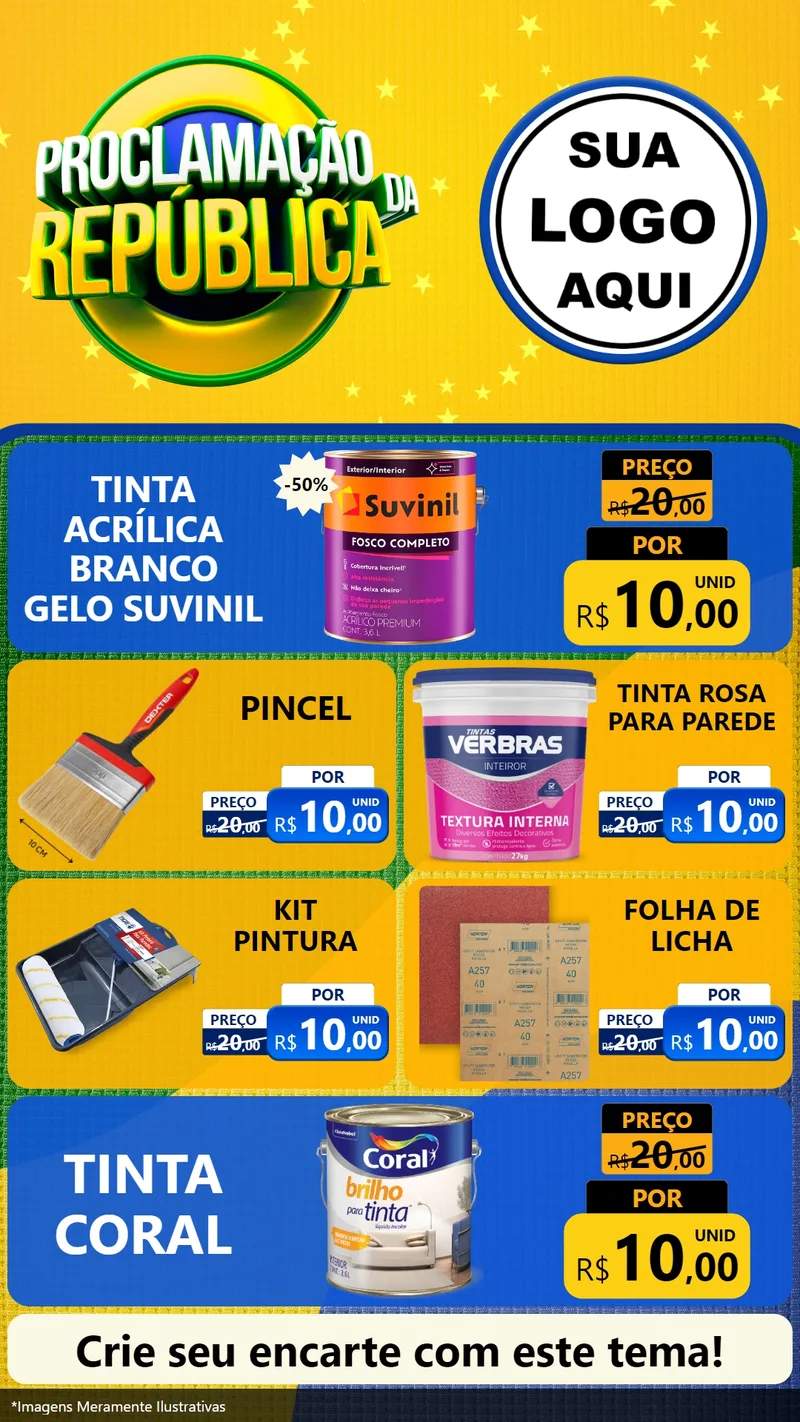 Modelo de TV para TV Vertical com o tema Proclamação da República para Tintas e Ferramentas