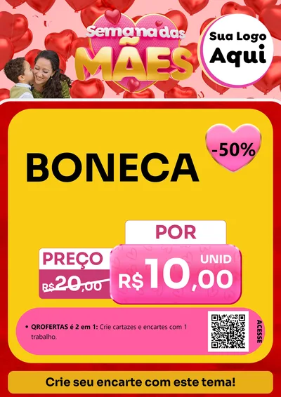 Modelo de Cartaz para Cartaz A4 Vertical com o tema Semana Das Mães para Brinquedos