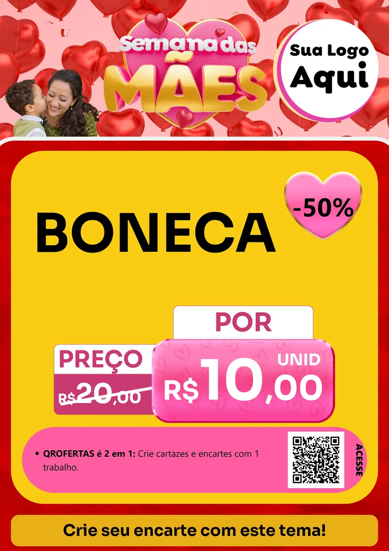 Modelo de Cartaz para Cartaz A4 Vertical com o tema Semana Das Mães para Brinquedos