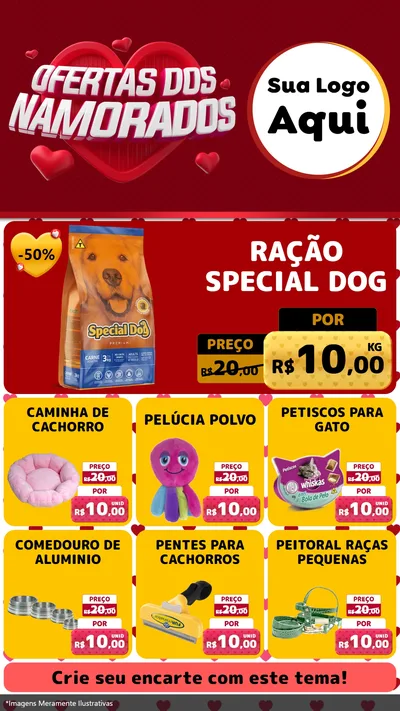 Modelo de Rede Social para Stories com o tema Ofertas Dos Namorados para Pet Shop