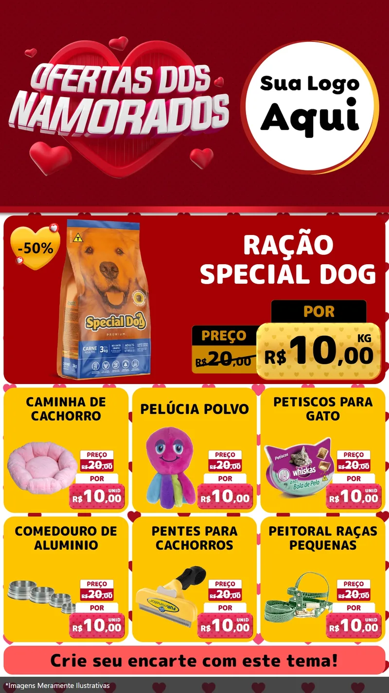Modelo de Rede Social para Stories com o tema Ofertas Dos Namorados para Pet Shop