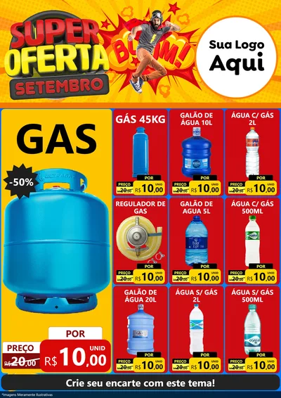 Modelo de Encarte para Encarte A4 Vertical com o tema Super Oferta Setembro para Água e gás