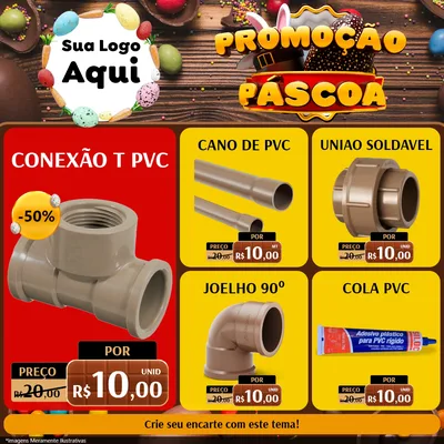 Modelo de Rede Social para Feed Facebook com o tema Promoção Páscoa para Tubos e conexões