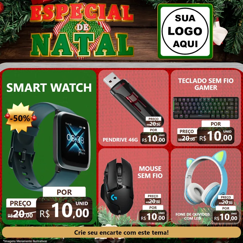 Modelo de Rede Social para Feed Facebook com o tema Especial de Natal para Informática