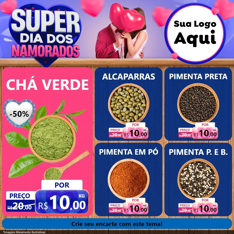 Modelo de Rede Social para Feed Facebook com o tema Super Dia dos Namorados para Produtos Naturais