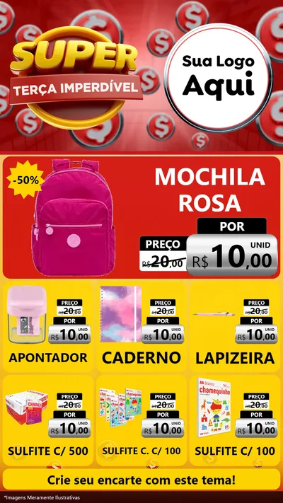 Modelo de Rede Social para Stories com o tema Super Terça Imperdível para Papelaria