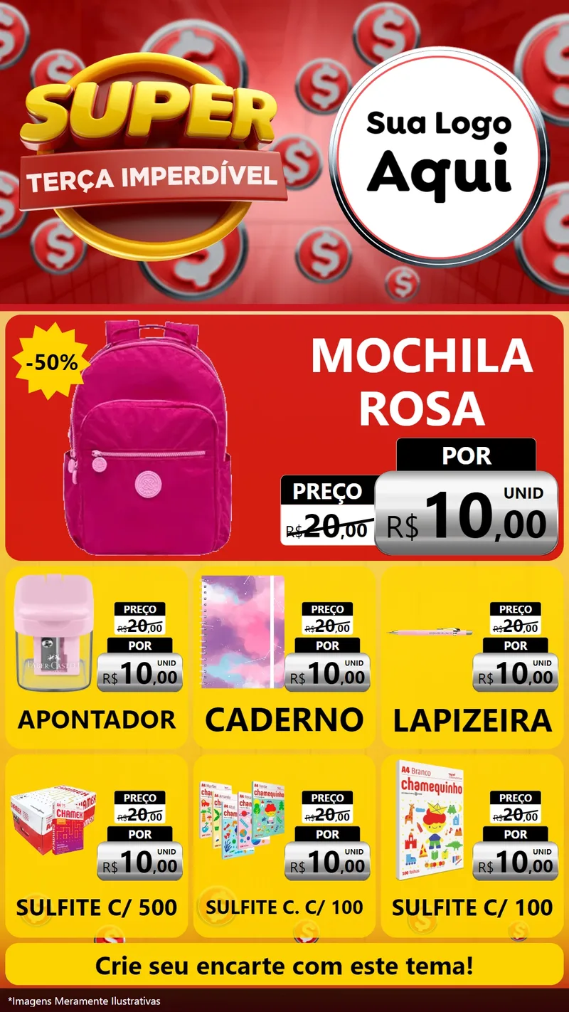 Modelo de Rede Social para Stories com o tema Super Terça Imperdível para Papelaria