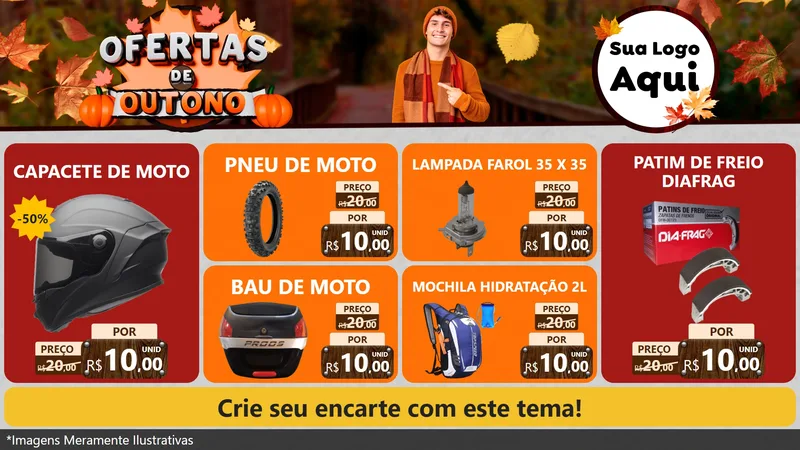 Modelo de TV para TV Horizontal com o tema Ofertas de Outono para Moto peças