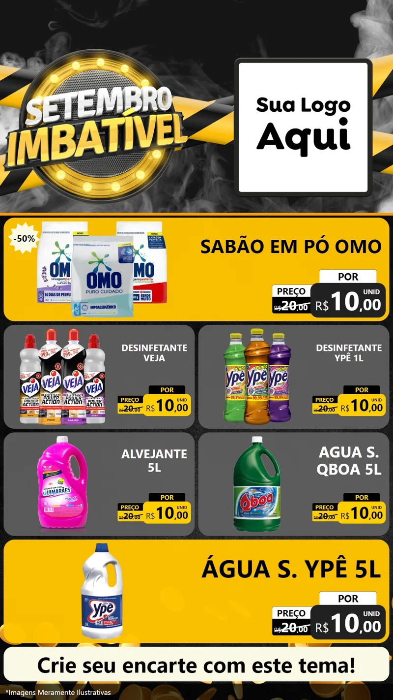 Modelo de TV para TV Vertical com o tema Setembro Imbatível para Produtos de Limpeza