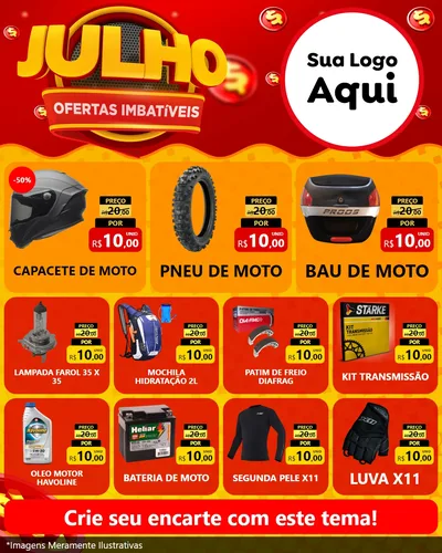 Modelo de Rede Social para Feed Instagram com o tema Julho Ofertas Imbatíveis para Moto peças