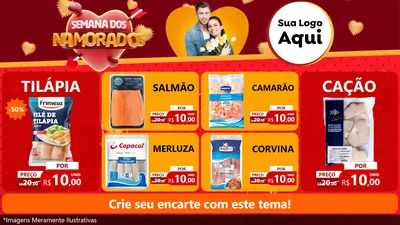 Modelo de TV para TV Horizontal com o tema Semana dos Namorados para Peixaria