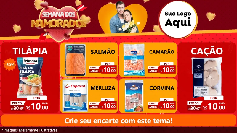 Modelo de TV para TV Horizontal com o tema Semana dos Namorados para Peixaria