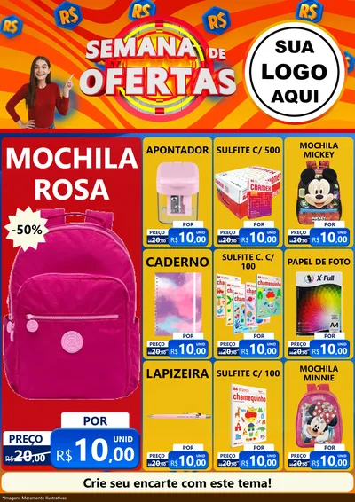Modelo de Encarte para Encarte A4 Vertical com o tema Semana de Ofertas para Papelaria