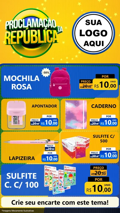 Modelo de TV para TV Vertical com o tema Proclamação da República para Papelaria