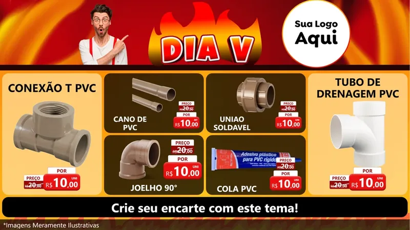 Modelo de TV para TV Horizontal com o tema Dia V para Tubos e conexões