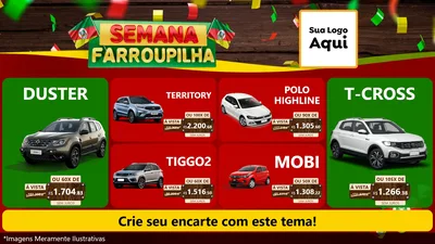 Modelo de TV para TV Horizontal com o tema Semana Farroupilha para Concessionaria de Carros