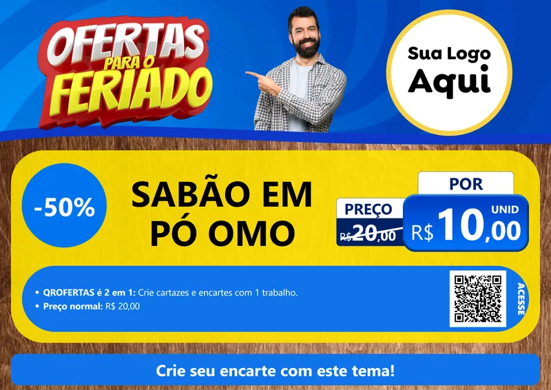 Modelo de Cartaz para Cartaz A4 Horizontal com o tema Ofertas Para O Feriado para Produtos de Limpeza