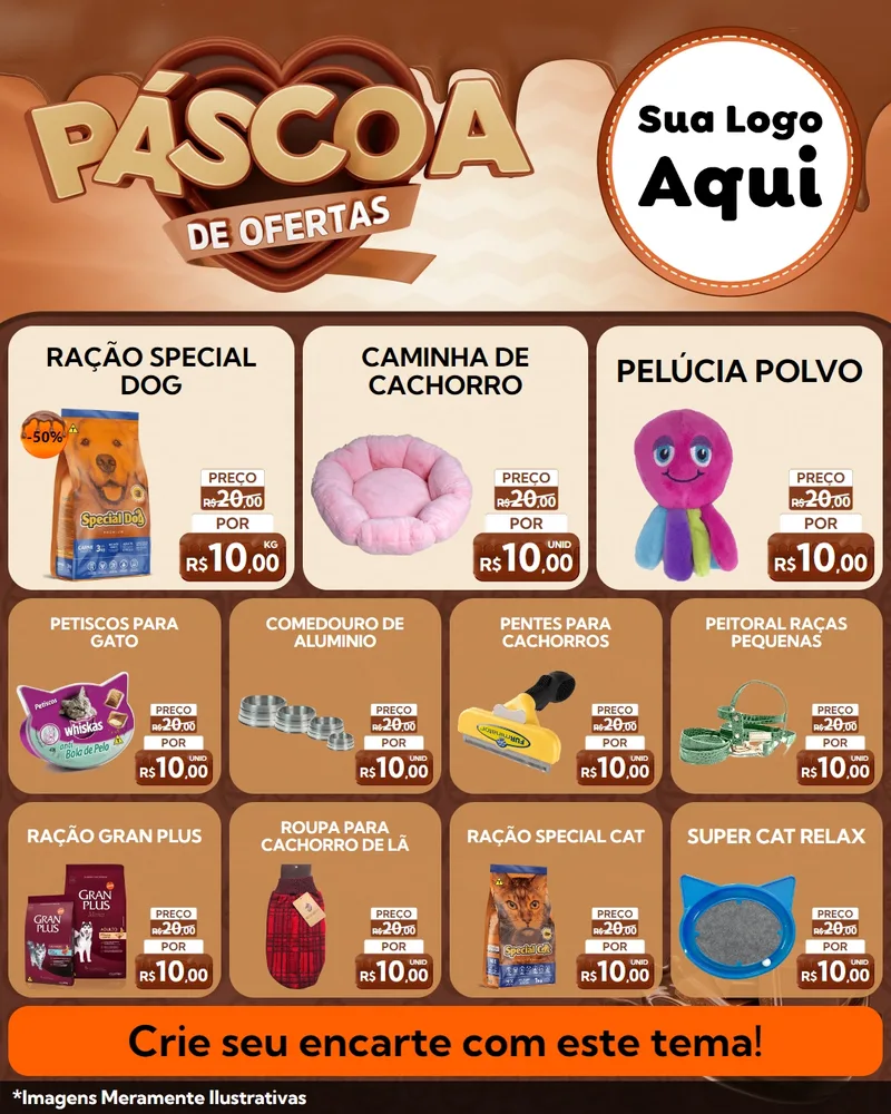 Modelo de Rede Social para Feed Instagram com o tema Páscoa de Ofertas para Pet Shop