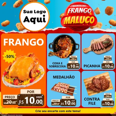 Modelo de Rede Social para Feed Facebook com o tema Quinta do Frango Maluco para Assados