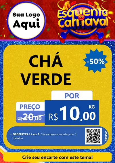 Modelo de Cartaz para Cartaz A4 Vertical com o tema Esquenta de Carnaval para Produtos Naturais