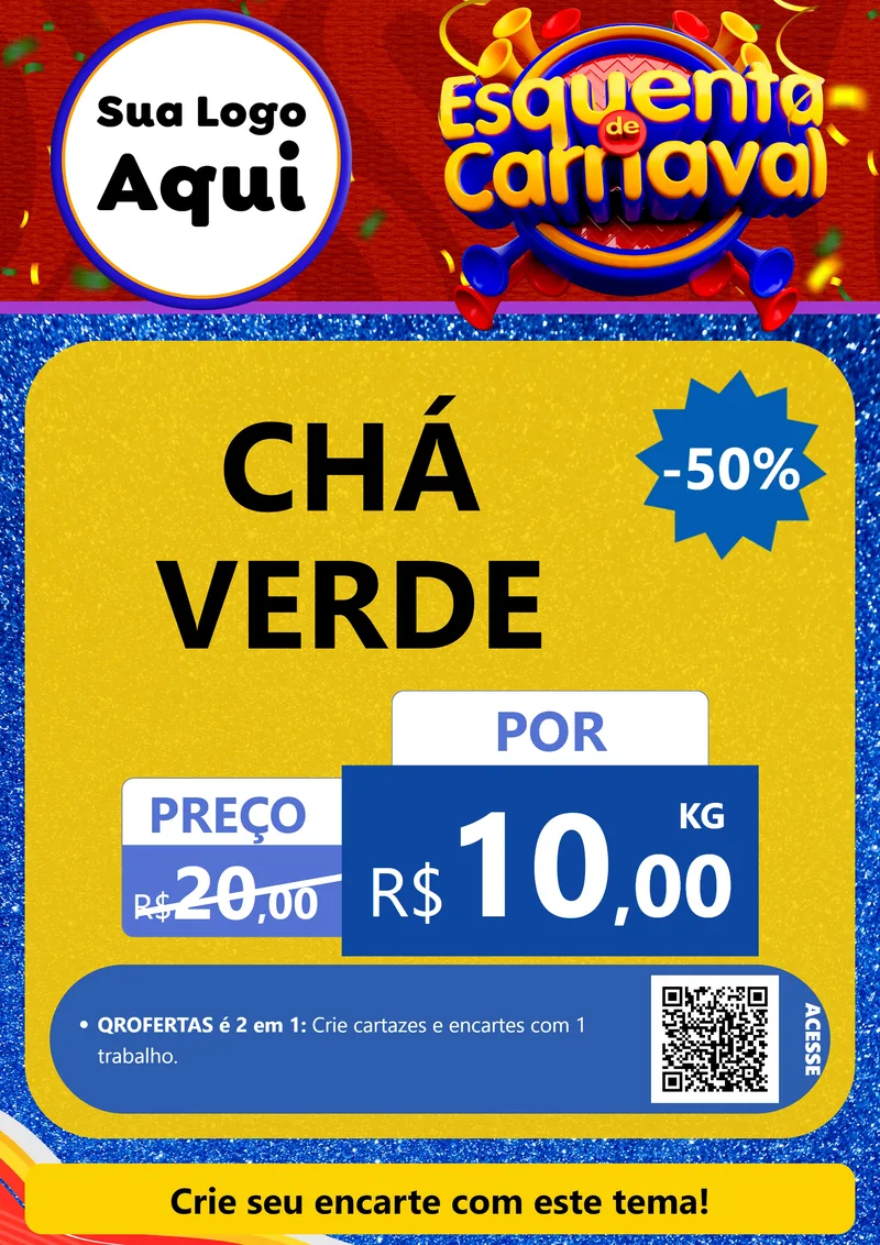 Modelo de Cartaz para Cartaz A4 Vertical com o tema Esquenta de Carnaval para Produtos Naturais