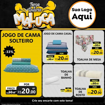 Modelo de Rede Social para Feed Facebook com o tema Terça e Quarta Maluca para Cama, Mesa e Banho