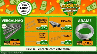 Modelo de TV para TV Horizontal com o tema Comece Agosto Economizando para Ferragens