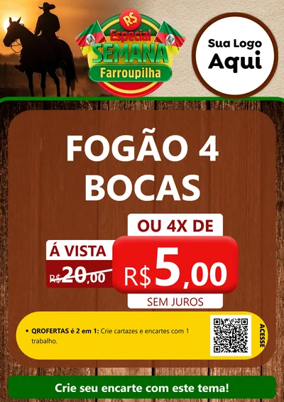 Modelo de Cartaz para Cartaz A4 Vertical com o tema Especial Semana Farroupilha para Móveis e Eletro