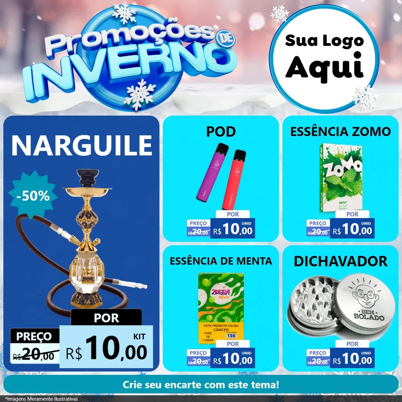 Modelo de Rede Social para Feed Facebook com o tema Promoções de Inverno para Tabacaria