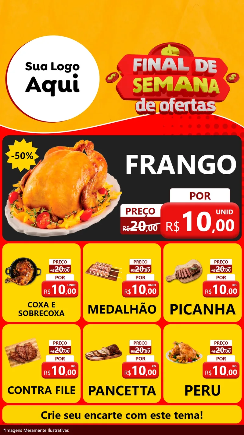 Modelo de Rede Social para Stories com o tema Final de Semana de Ofertas para Assados