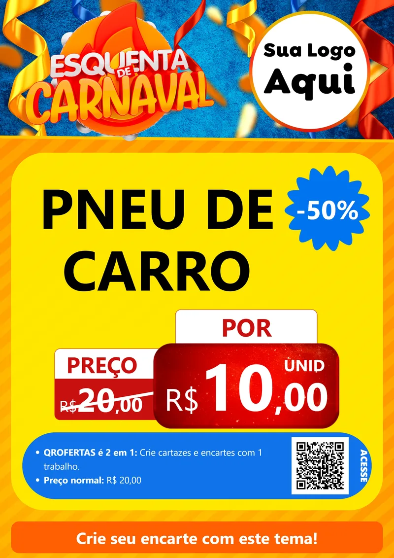 Modelo de Cartaz para Cartaz A4 Vertical com o tema Esquenta de Carnaval para Auto peças