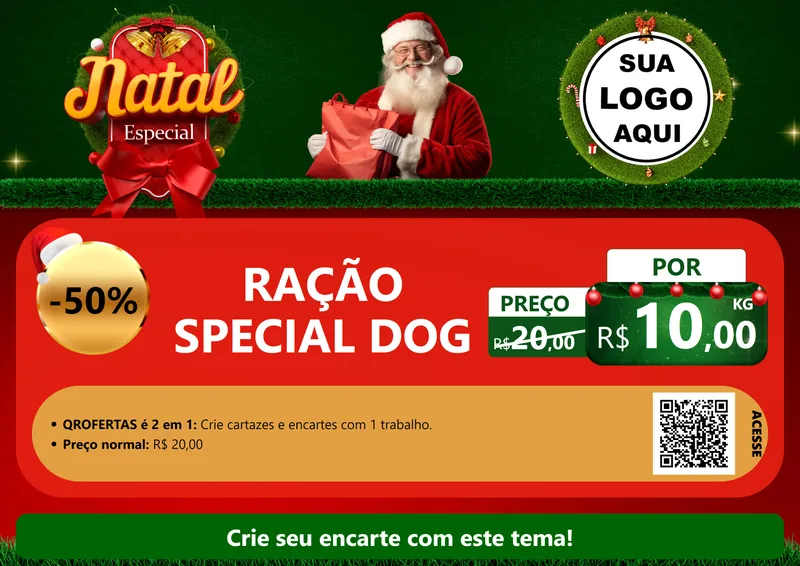 Modelo de Cartaz para Cartaz A4 Horizontal com o tema Natal Especial para Pet Shop