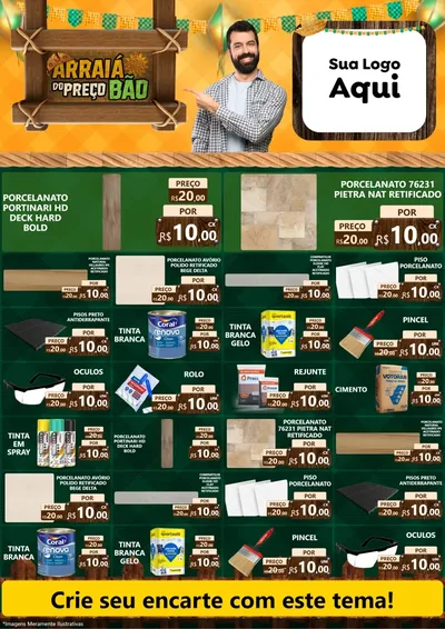 Modelo de Encarte para Encarte A4 Vertical com o tema Arraiá do preço bão para Pisos e revestimentos