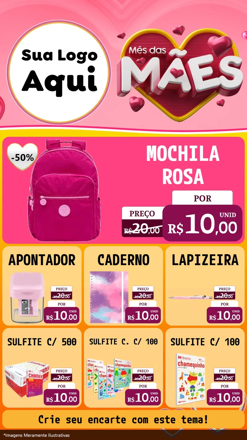 Modelo de Rede Social para Stories com o tema Mês das Mães para Papelaria