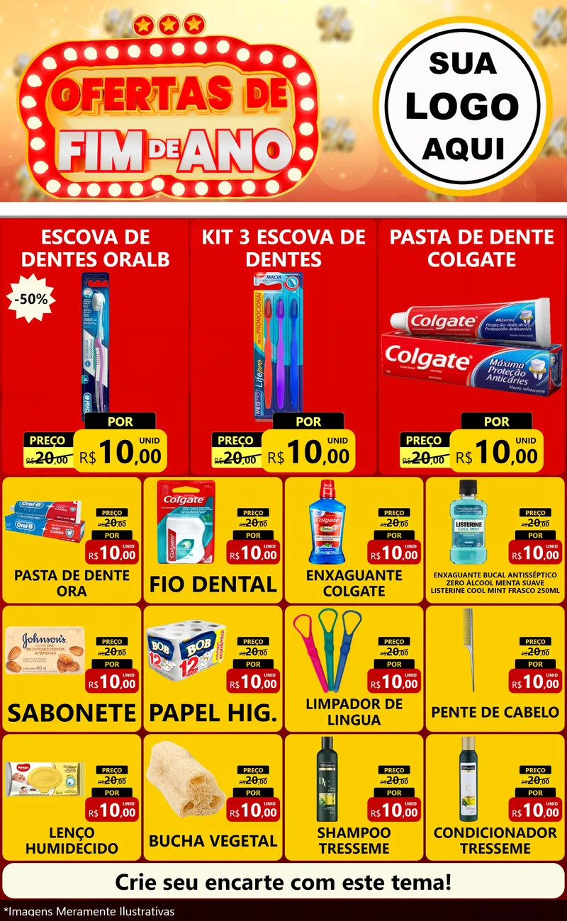 Modelo de Encarte para Encarte Grande com o tema Ofertas de Fim de Ano para Higiene Pessoal