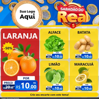 Modelo de Rede Social para Feed Facebook com o tema Sabadão do Real para Hortifrúti