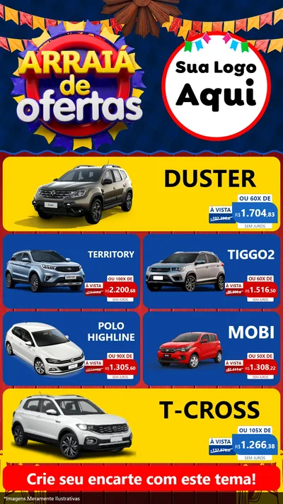 Modelo de TV para TV Vertical com o tema Arraiá de Ofertas para Concessionaria de Carros