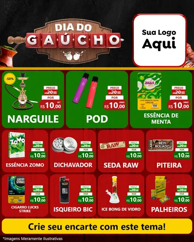 Modelo de Rede Social para Feed Instagram com o tema Dia do Gaúcho para Tabacaria