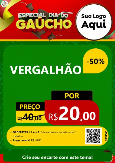 Modelo de Cartaz para Cartaz A4 Vertical com o tema Especial Dia do Gaúcho para Ferragens