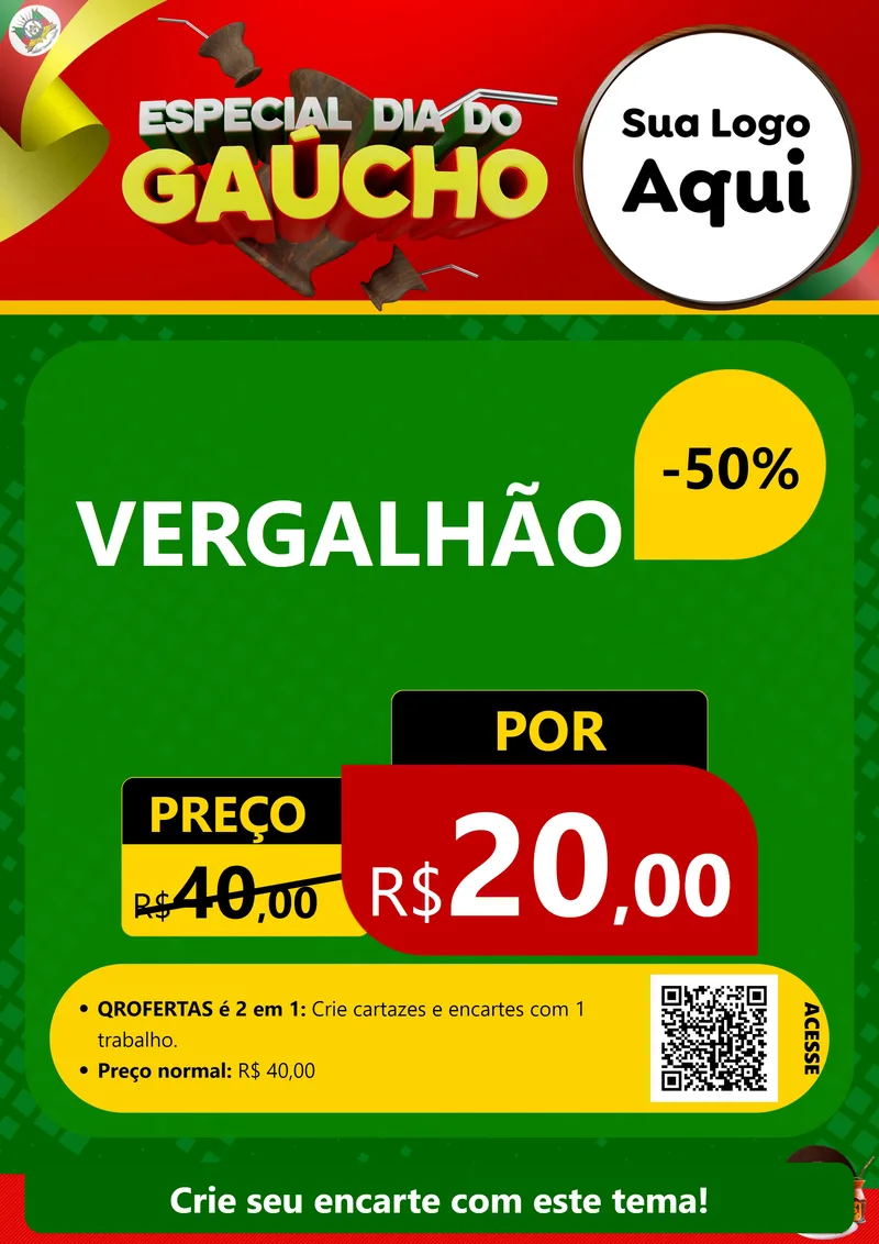 Modelo de Cartaz para Cartaz A4 Vertical com o tema Especial Dia do Gaúcho para Ferragens