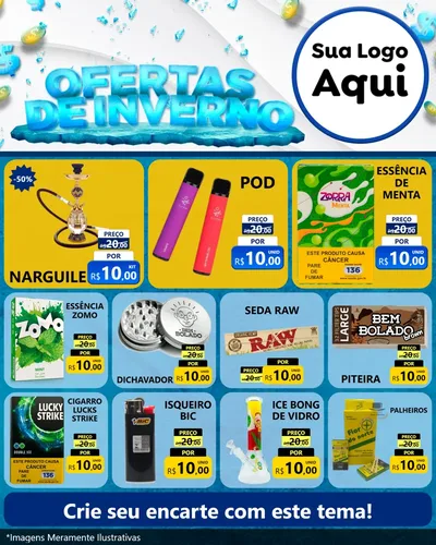 Modelo de Rede Social para Feed Instagram com o tema Ofertas de Inverno para Tabacaria