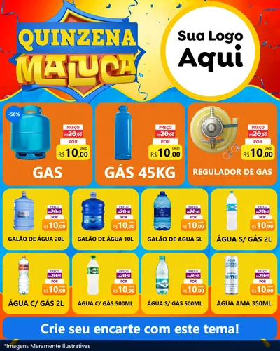 Modelo de Rede Social para Feed Instagram com o tema Quinzena Maluca para Água e gás