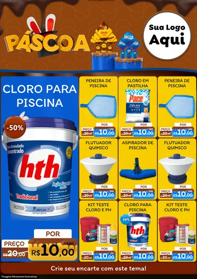Modelo de Encarte para Encarte A4 Vertical com o tema Páscoa para Produtos para Piscina