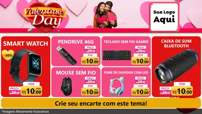Modelo de TV para TV Horizontal com o tema Valentine's Day para Informática