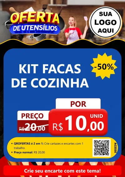 Modelo de Cartaz para Cartaz A4 Vertical com o tema Oferta de Utensílios para Utilidades Domésticas